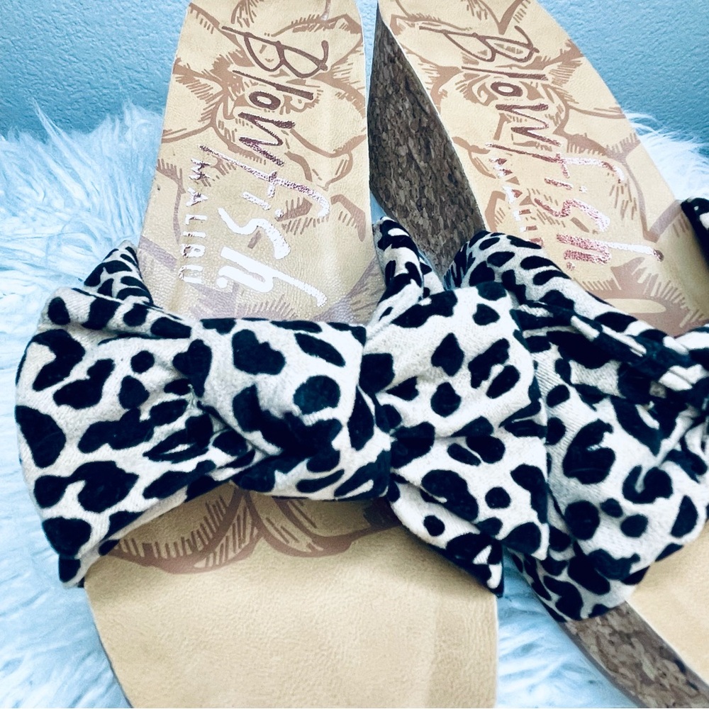BLOWFISH Malibu Animal Print LINEH-F Slip On platform Cork Bottom Sandals